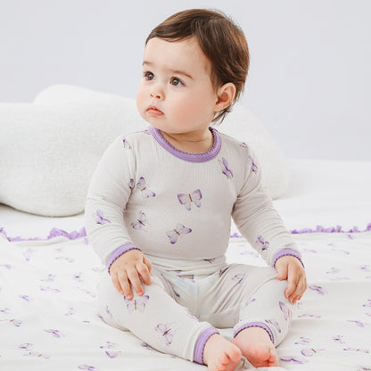 Toddler Rib Bamboo Viscose Butterfly 2 Piece Set Pajama