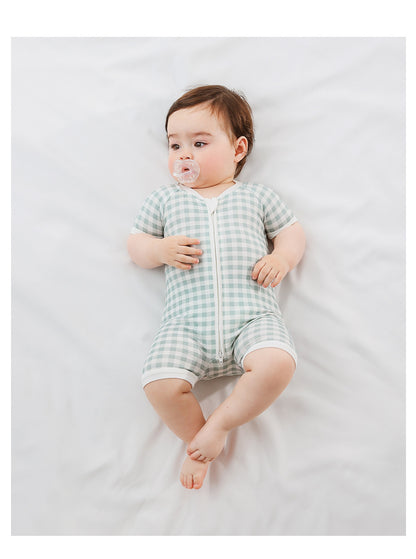 Baby Bamboo Viscose Checkered Shortie Romper