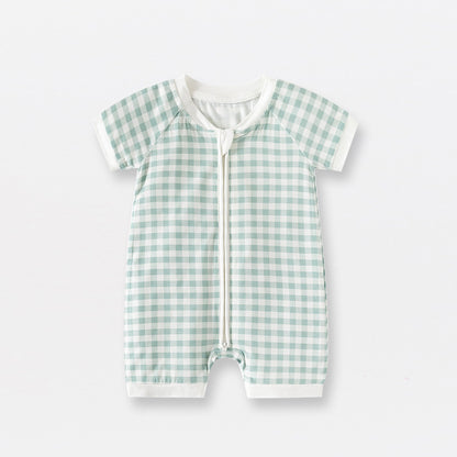 Baby Bamboo Viscose Checkered Shortie Romper