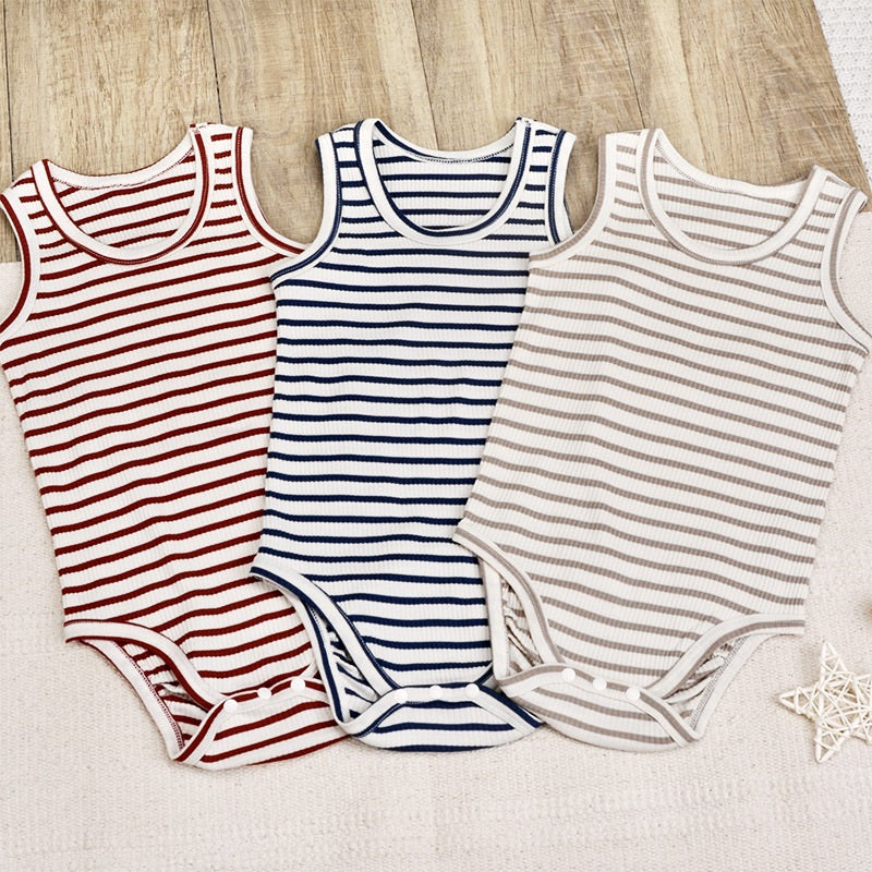 Baby Rib Stripe Sleeveless Bodysuit