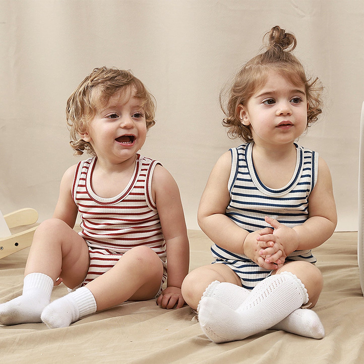 Baby Rib Stripe Sleeveless Bodysuit