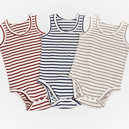 Baby Rib Stripe Sleeveless Bodysuit