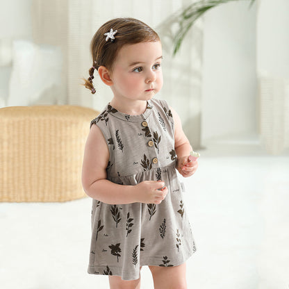 Girls Slub Cotton Sleeveless Dress