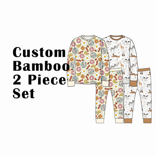 Custom Bamboo Viscose Toddler Long 2 Piece Set 2 Patterns Bundle (25 x 2=50 Pieces)