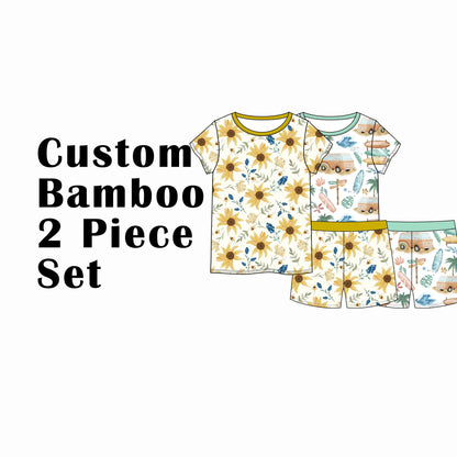 Custom Bamboo Viscose Toddler Short 2 Piece Set 2 Patterns Bundle (25 x 2=50 Pieces)