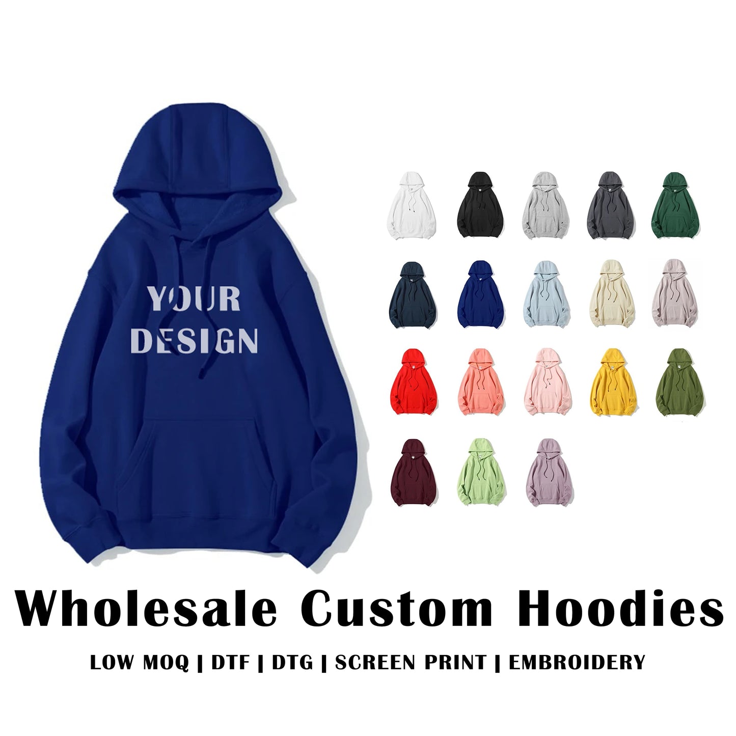 Wholesale Custom Fleece Hoodies / 350 GSM