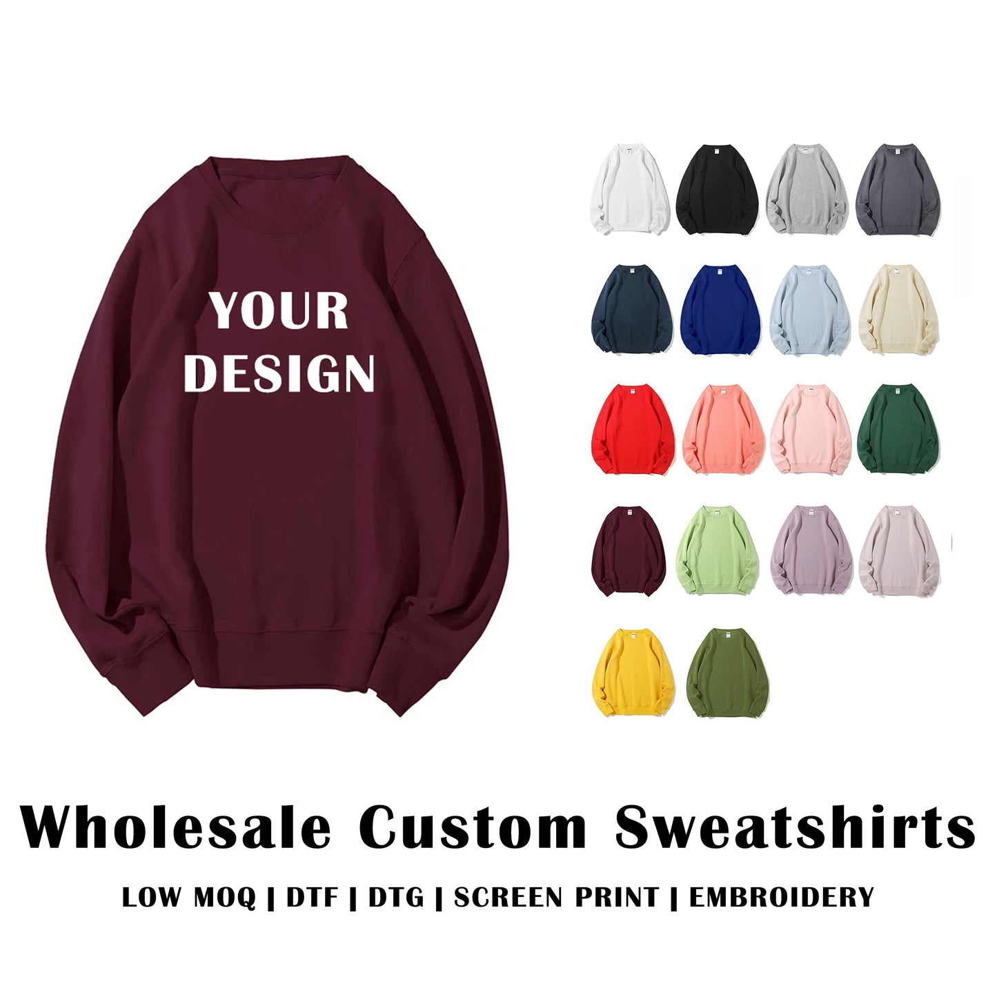 Wholesale Custom Fleece Sweatshirt / 350 GSM