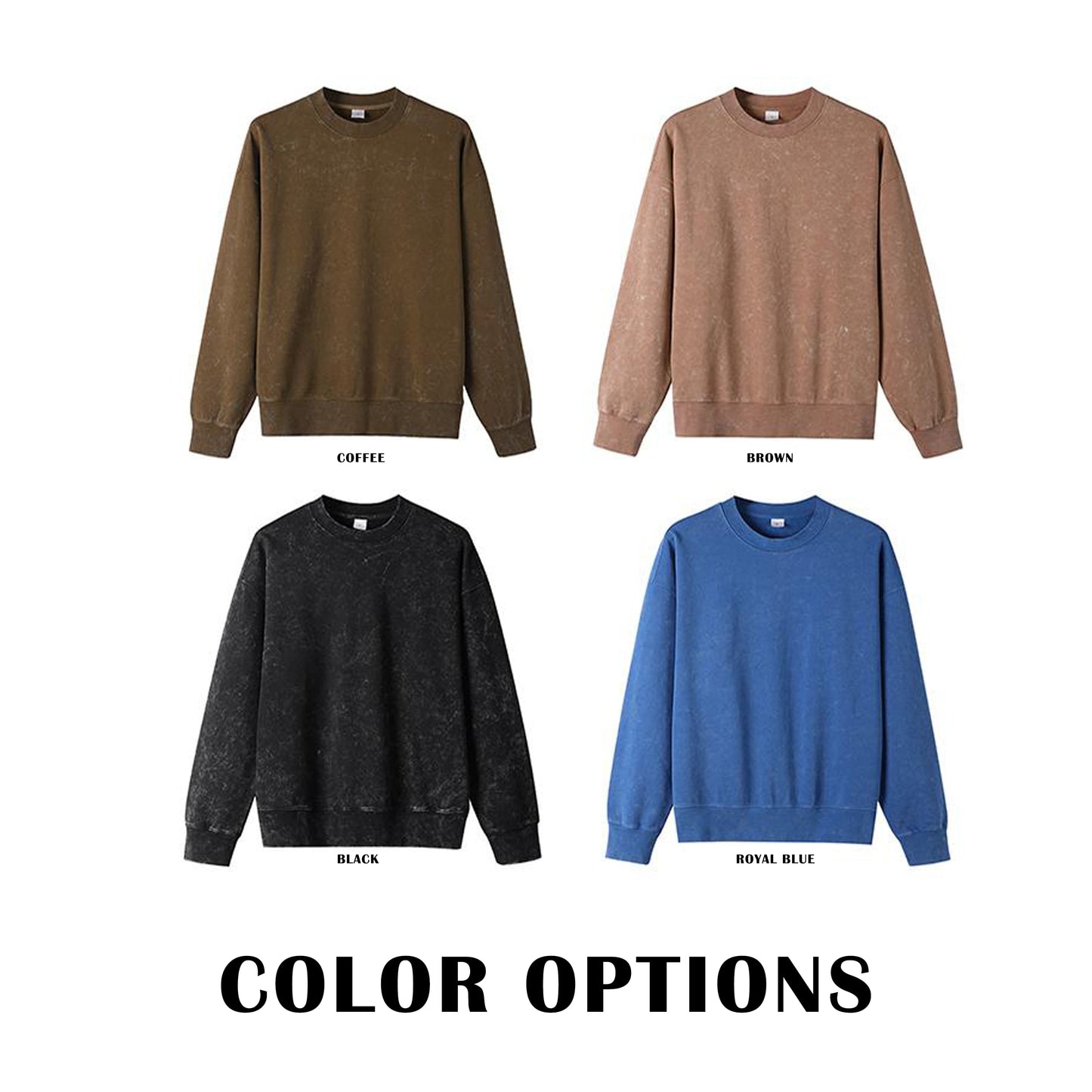 Wholesale Custom Vintage Washed Drop Shoulder Fleece Sweatshirt/430 GSM