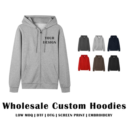 Wholesale Custom Full Zip Up Hoodies/320 GSM