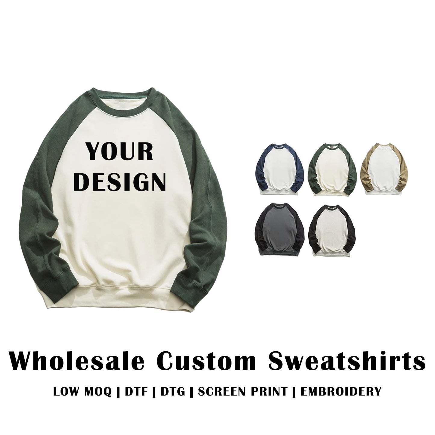 Wholesale Custom Raglan Sleeve Oversized Sweatshirt / 360 GSM