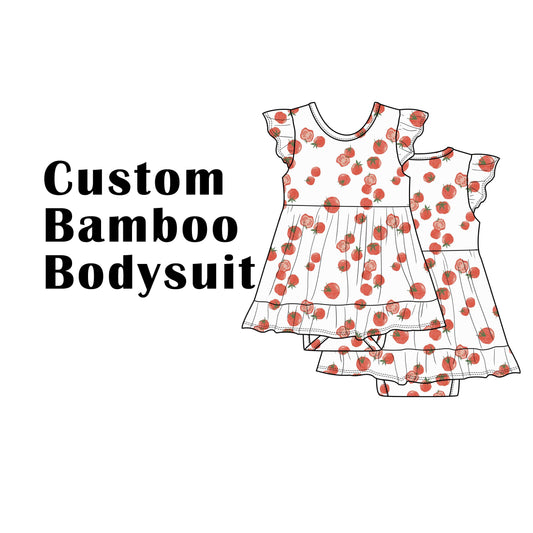 Custom Bamboo Viscose Baby Skirted Bodysuit with Ruffled Sleeves