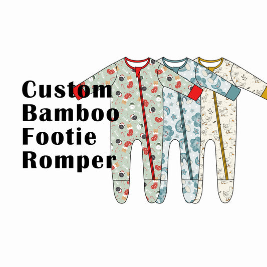 Custom Bamboo Viscose Baby Footie Romper 3 Patterns Bundle (35 x 3=105 Pieces)