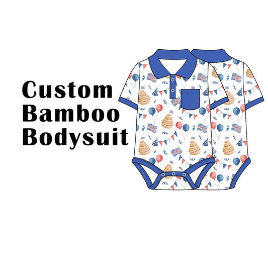 Custom Bamboo Viscose Baby Polo Collared Bodysuit with Chest Pocket