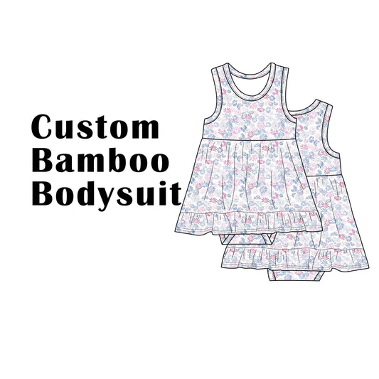 Custom Bamboo Viscose Baby Sleeveless Skirted Bodysuit