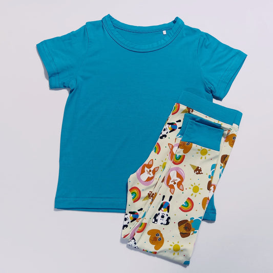 Summer Puppy Bamboo Viscose 2 Pieces Set Short Sleeve Tee & Pant