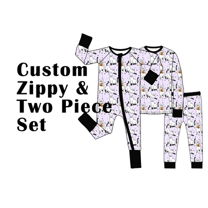 Custom Bamboo Viscose Baby Zippy Romper + Toddler Long Two Piece Set, 20+20=40 pieces in total, perfect bundle for a startup