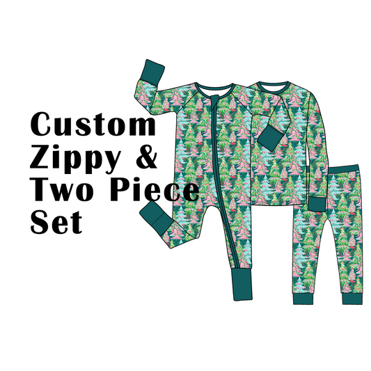 Custom Bamboo Viscose Baby Zippy Romper + Toddler Long Two Piece Set, 50+50=100 pieces in total